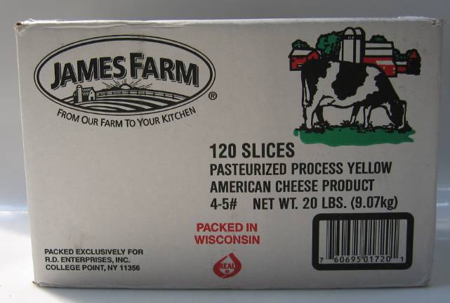 James Farm - Yellow American Cheese - 5 lbs/120 Slices (4 Units per Case)