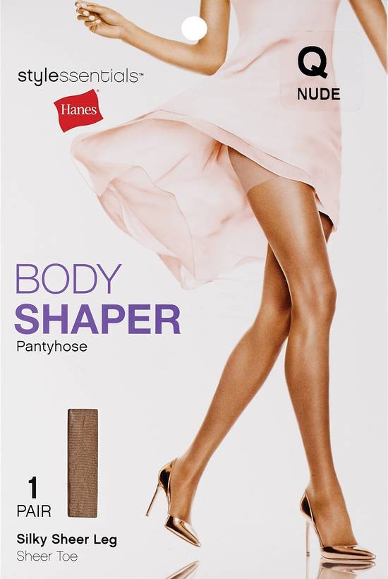 Style Essentials by Hanes Body Shaper Pantyhose, Nude, Size Q