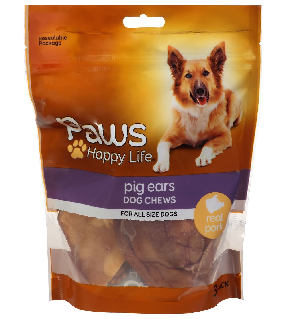 Paws Happy Life Pig Ears Dog Chews (3 ct)