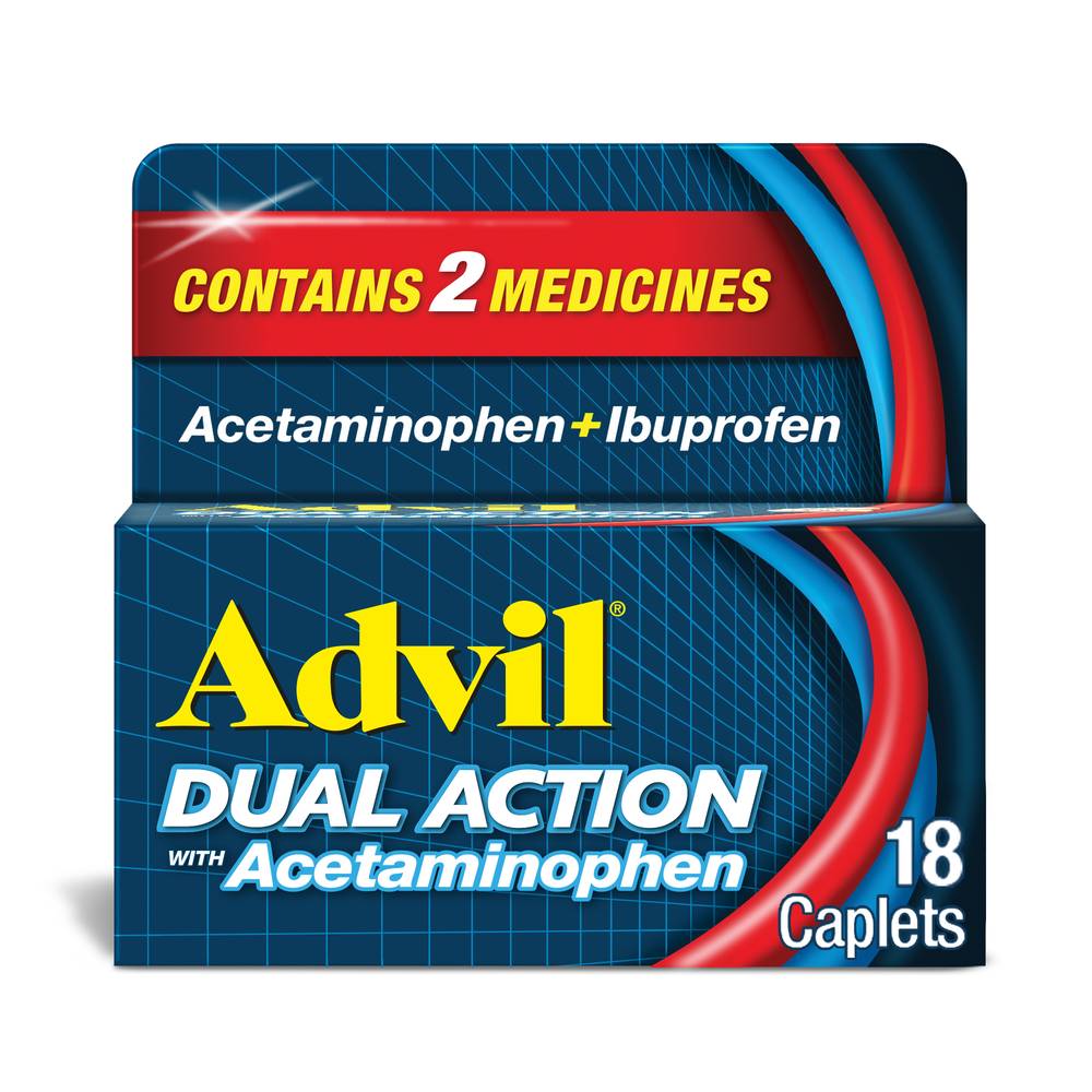Advil Dual Action With Acetaminophen & Ibuprofen Caplets (18 ct)