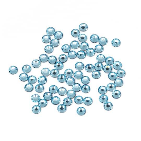 Bead Landing Round Hotfix Austrian Crystals, Aquamarine (70 ct)