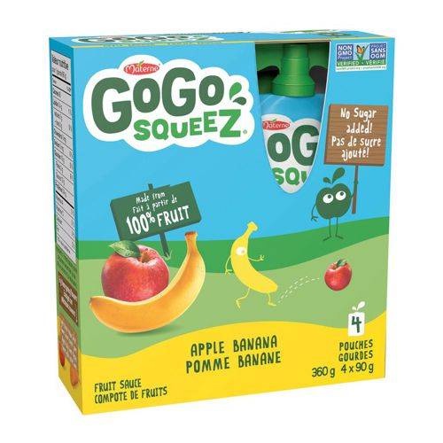 Gogo squeez compote de pommes et la banane squeeze (4 x 90 g) - squeeze, applesauce apple banana (4x90g)