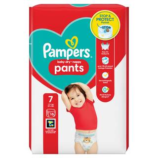 Pampers Baby-Dry Nappy Pants Size 7, 16 Nappies, 17kg+, Carry Pack (Co-op Member Price £5.00 *T&Cs apply)