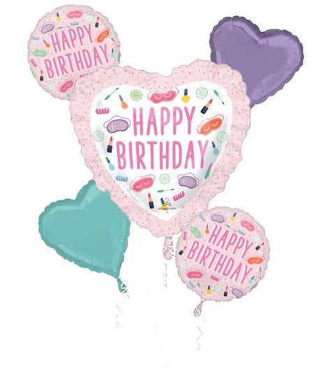 Uninflated Spa Birthday Party Foil Balloon Bouquet, Unisex, Multicolor (5 ct)