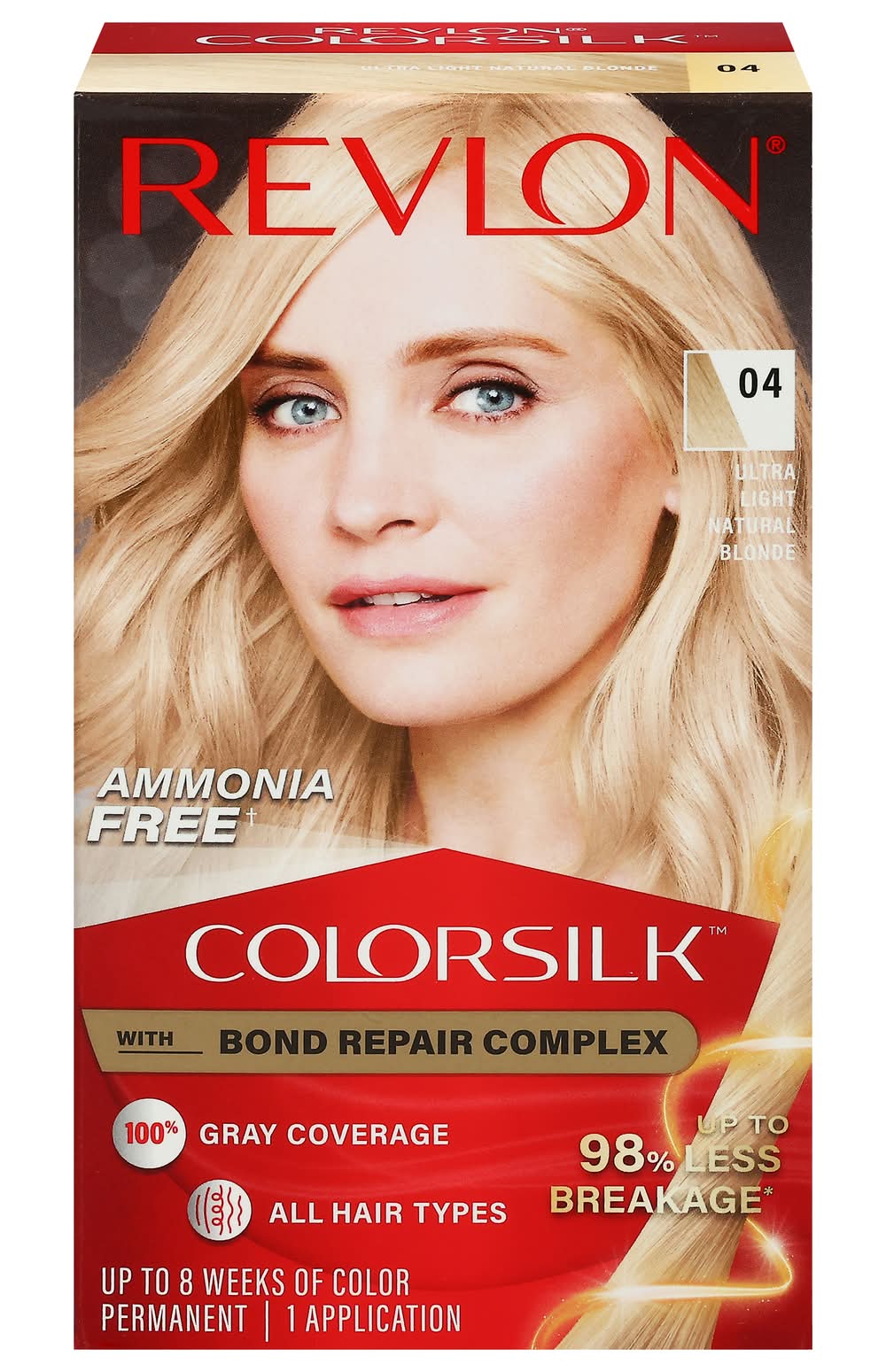 Revlon Colorsilk Beautiful Permanent Hair Color, 04 Ultra Light Natural Blonde (4.4 fl oz)