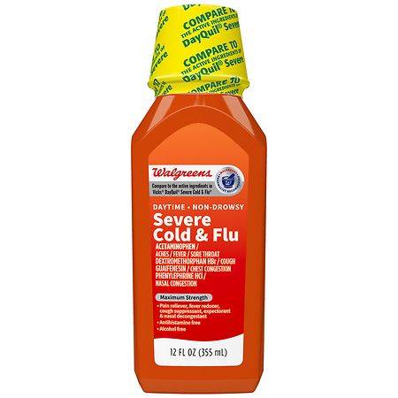 Walgreens Severe Daytime Cold and Flu Relief, Maximum Strength Liquid Cold Medicine