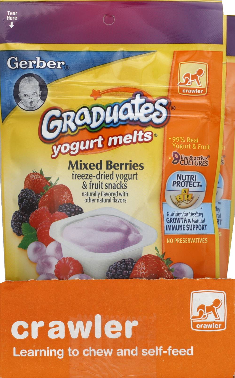 Gerber Snacks For Baby 8+ Months Crawler Mixed Berries Yogurt Melts (1 oz)