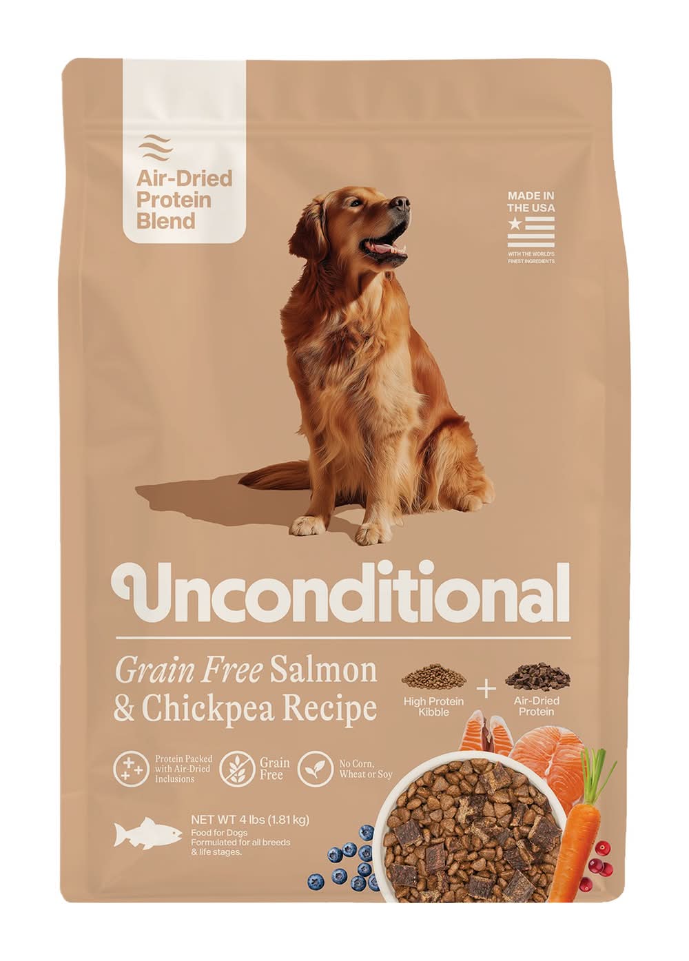 Unconditional Protein Blend Adult Dry Dog Food - Salmon (Flavor: Salmon, Size: 4 Lb)