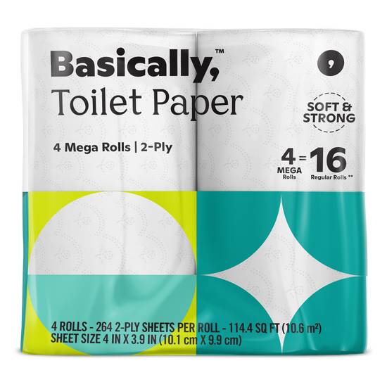 Basically, 4ct Large Roll Soft Toilet Paper