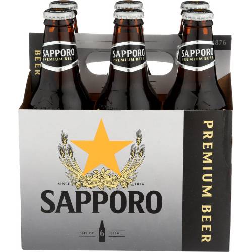 Sapporo Imported Beer 6 Pack Bottles
