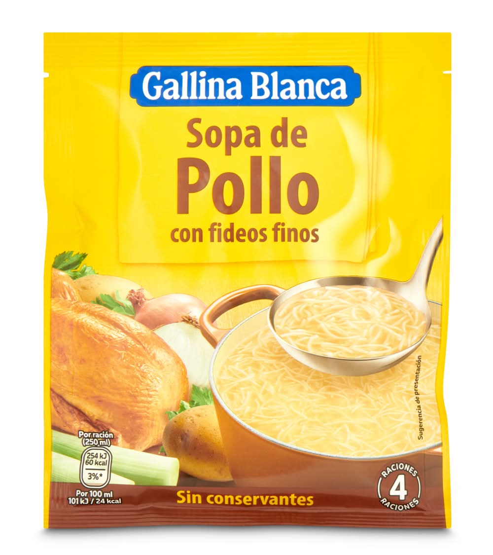 Sopa De Pollo Con Fideos Gallina Blanca Sobre 71 G