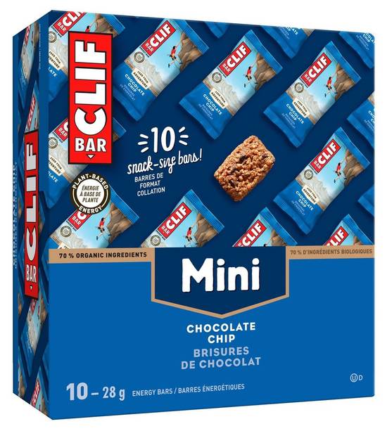 Clif clif bar minis brisures de chocolat barre énergétique (150 g) - mini chocolate chip bars (10 x 28 g)