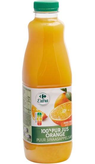 Jus d'orange pur jus avec pulpe CARREFOUR EXTRA - la bouteille d'1L