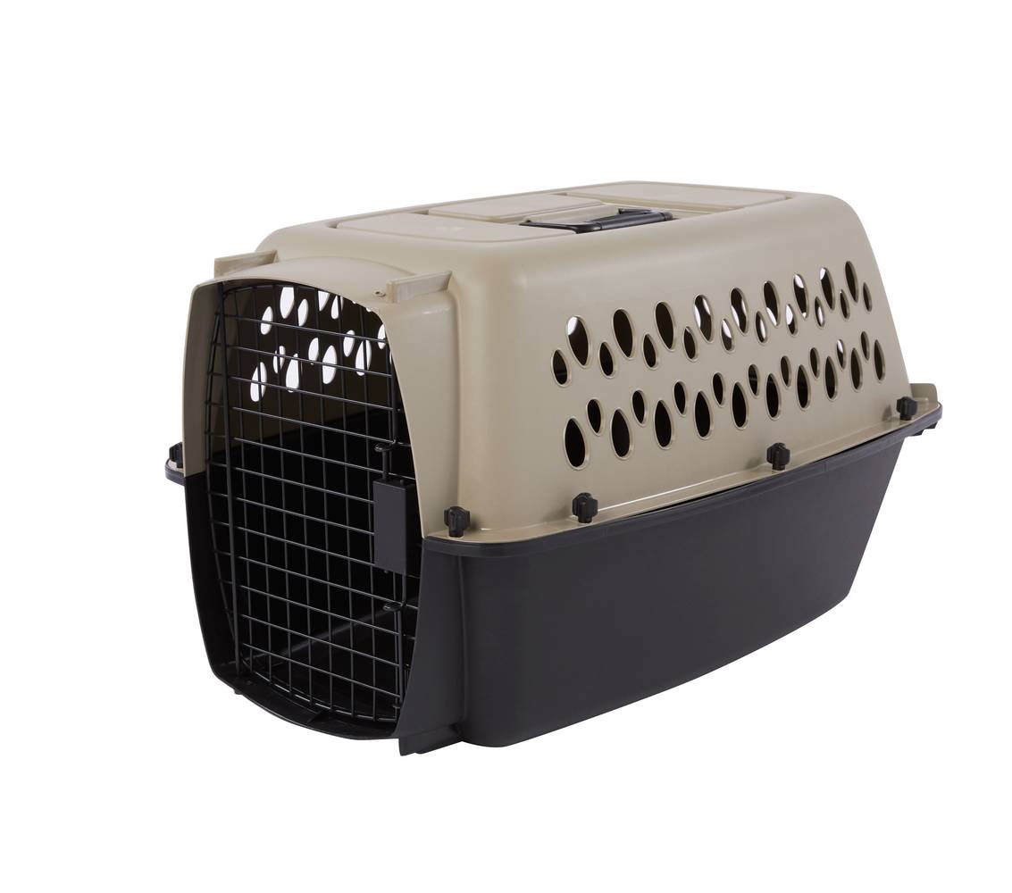 Top Paw® Plastic Portable Dog Kennel (Color: Tan, Size: 24\"L X 16\"W X 15\"H)
