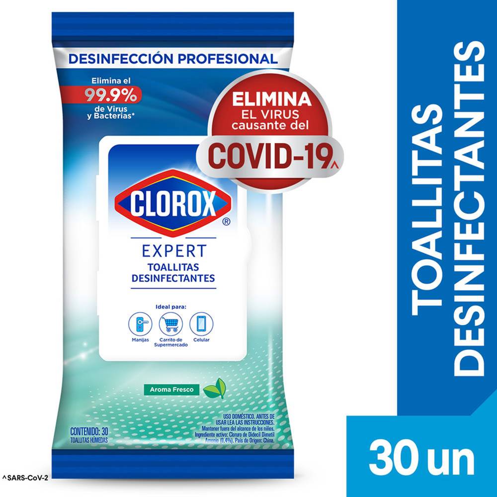 Clorox toallitas desinfectantes expert (sobre 30 u)
