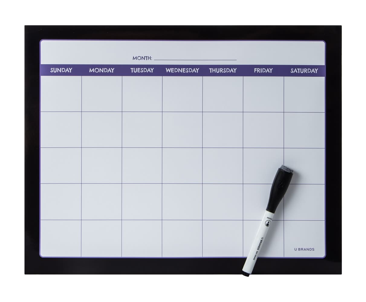 Magnetic Planner Dry Erase Calendar 11inx14in Black