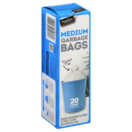 Signature Select Medium 8 Gallon Garbage Bags With Twist Tie (20 bags)