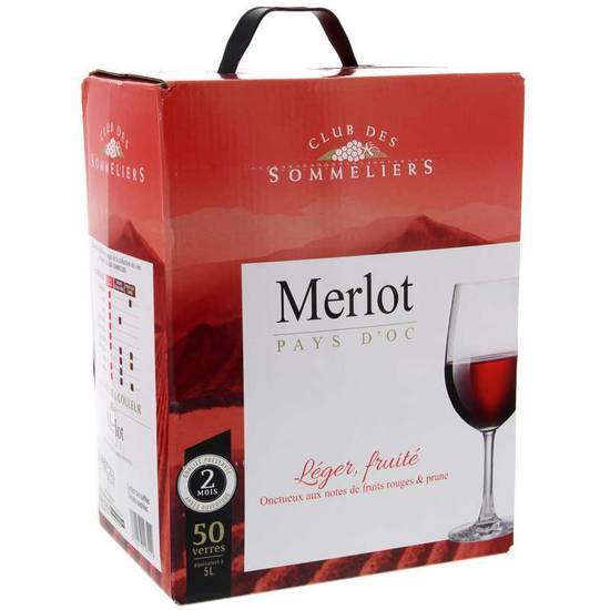 Club Des Sommeliers merlot vin de pays d'oc vin rouge 5L