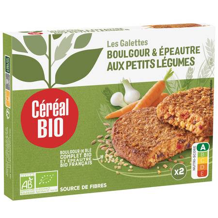 Galettes boulgour & épeautre légumes Bio CEREAL BIO - les 2 galettes de 100g