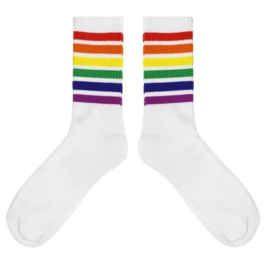 Pride Rainbow Stripe Crew Socks By Celebrate It