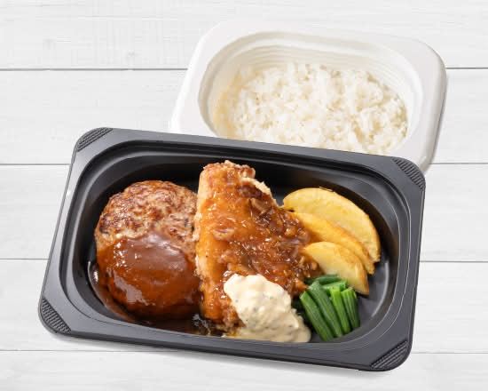 ハンバーグ＆竜田チキン甘辛醤ソース弁当