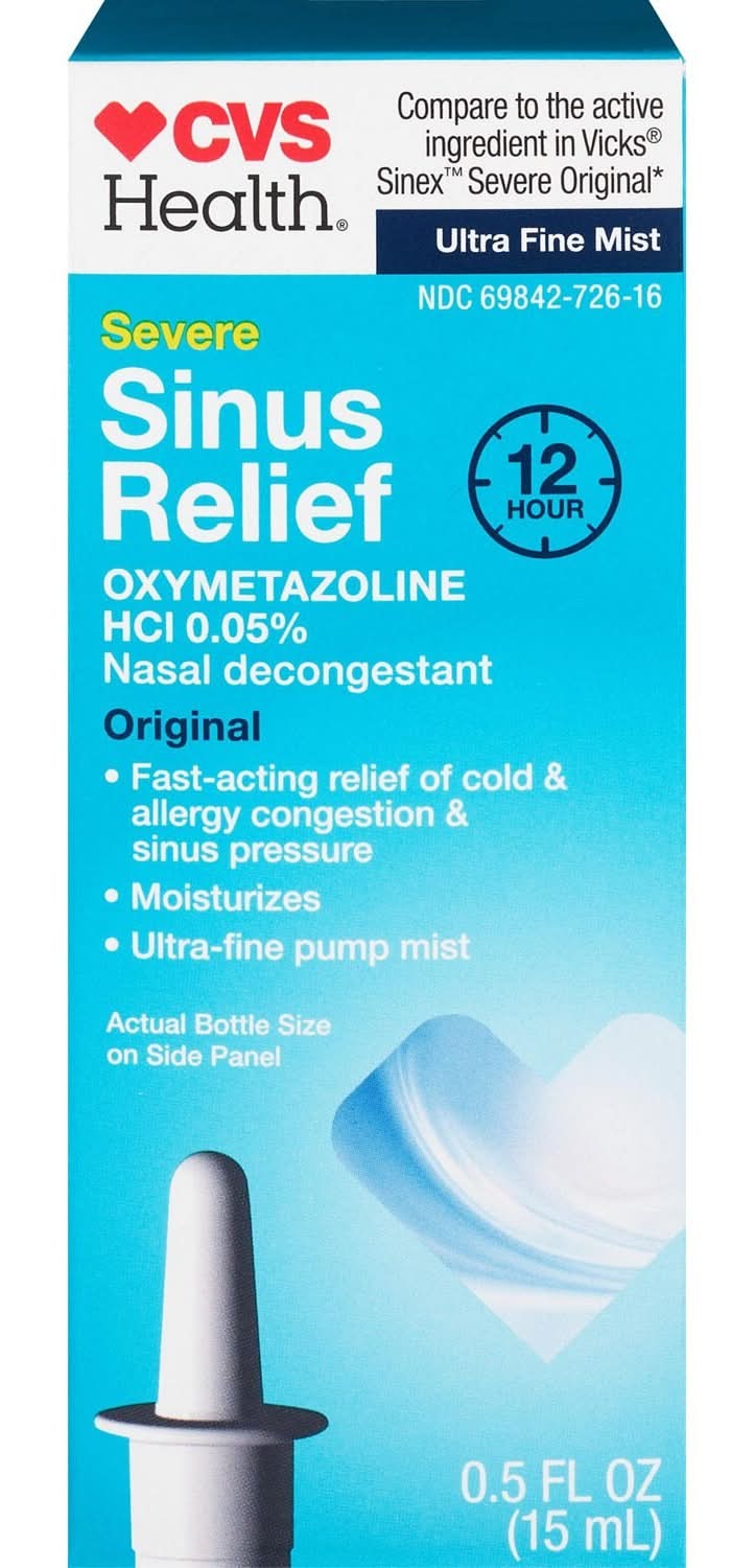 CVS 12HR Sinus Relief Spray Oxymetazoline 0.05%, 0.5 OZ