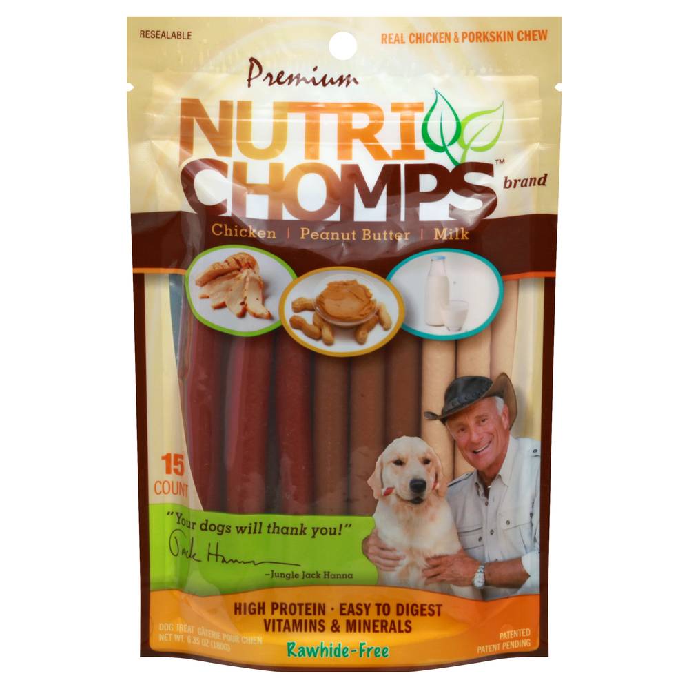 Nutri Chomps Premium Chicken Peanut Butter Milk Dog Treats (15 ct, 0.42 oz)