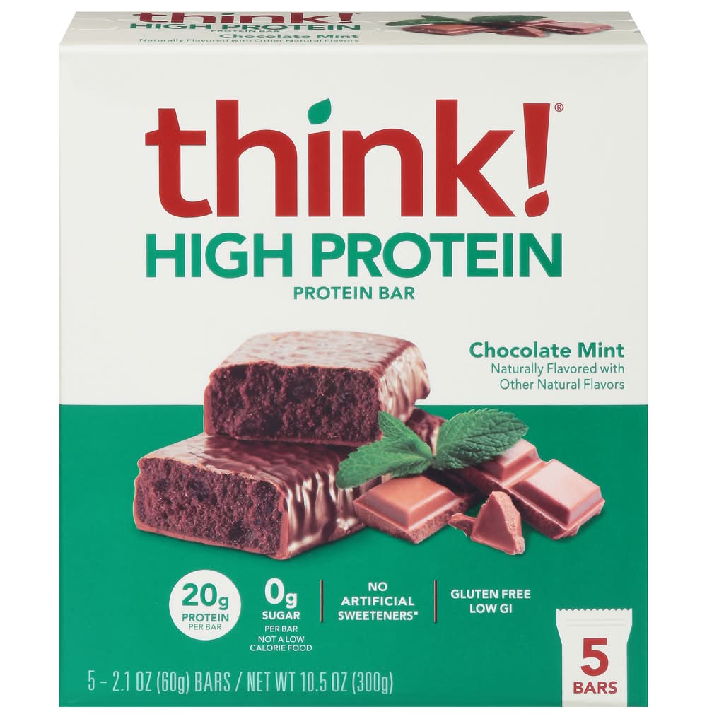 think! High Protein Bars, Chocolate Mint (5 x 2.1 oz)