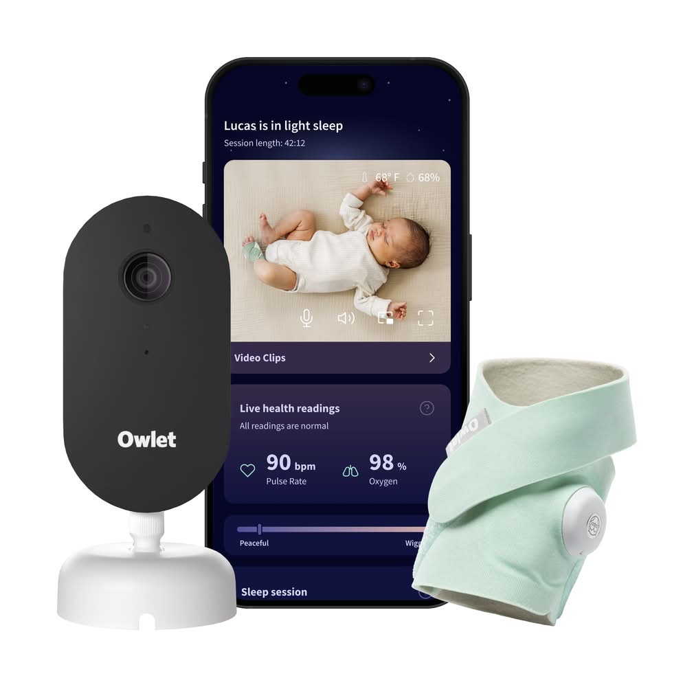 Owlet - Dream Duo (Gen 3) – All-in-One Smart Baby Monitoring with Sock & 2K HD Cam - Mint