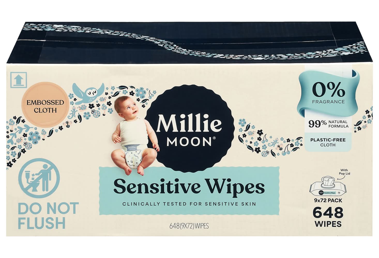 Millie Moon Sensitive Wipes, Jumbo (648 ct)