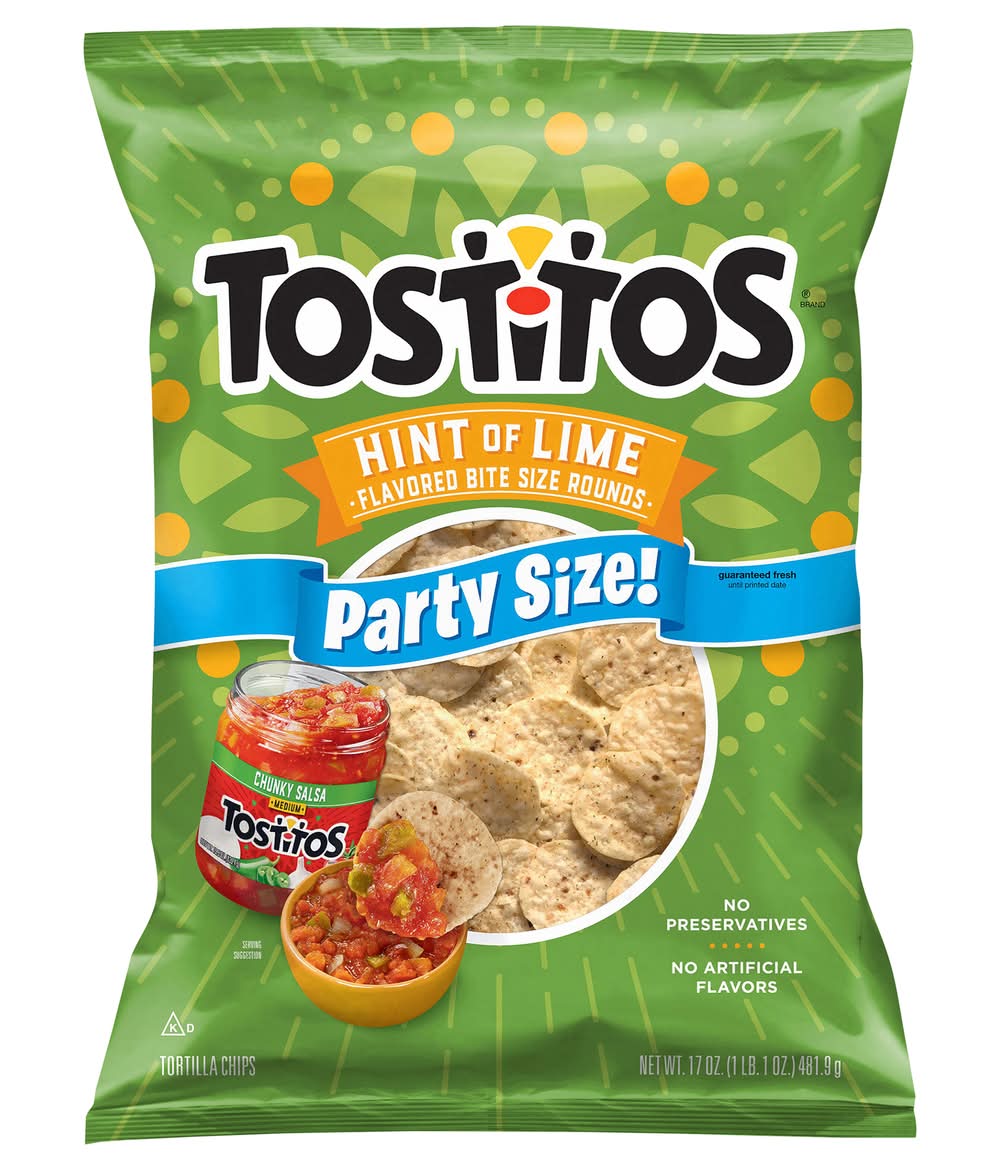 Tostitos Tortilla Chips Party Size, Hint Of Lime (17 oz)
