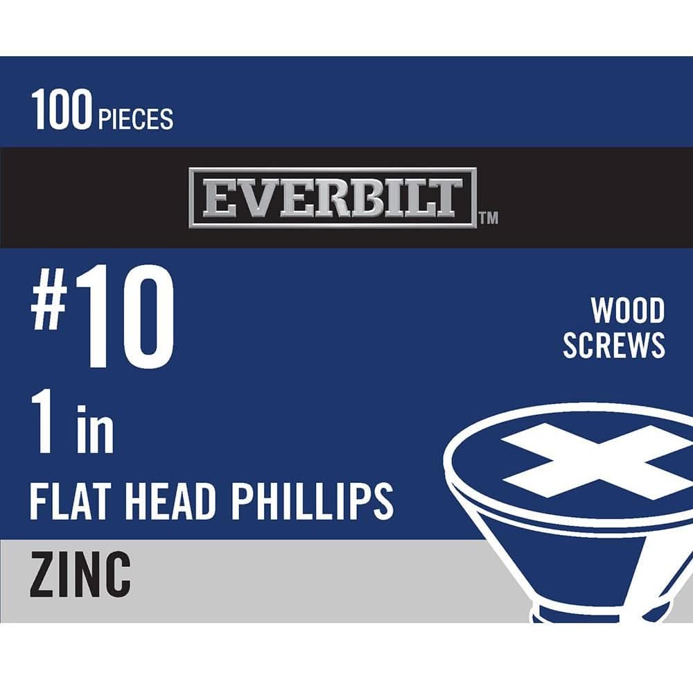 Everbilt #10 X 1 In. Zinc Plated Phillips Flat Head Wood Screw (100-Pack)