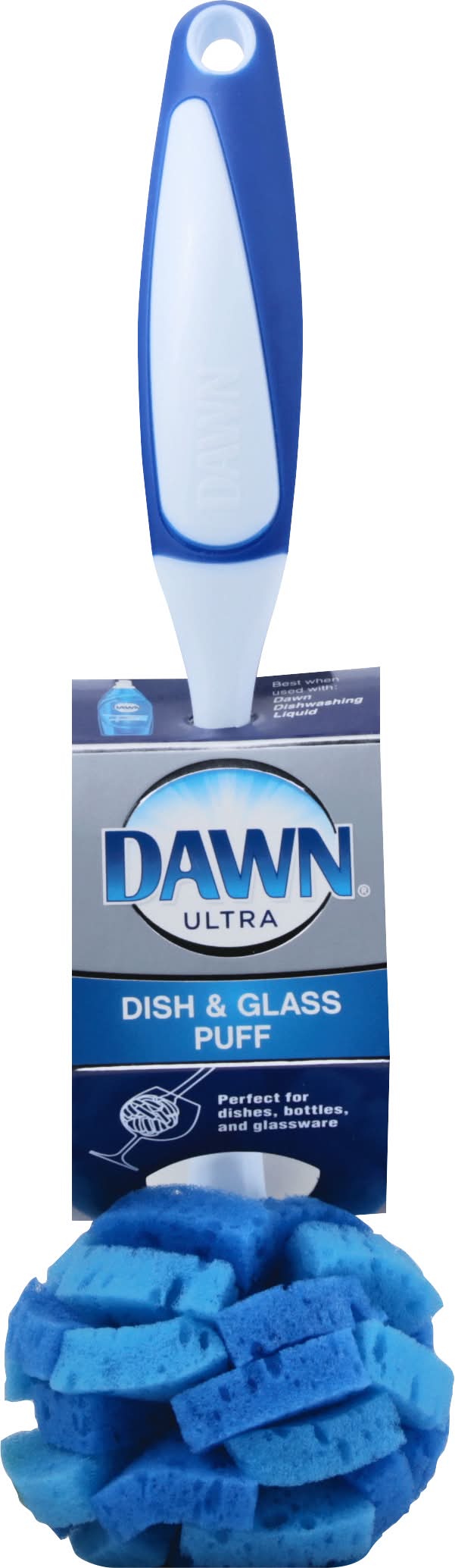 Dawn Ultra Dish and Glass Puff, Blue