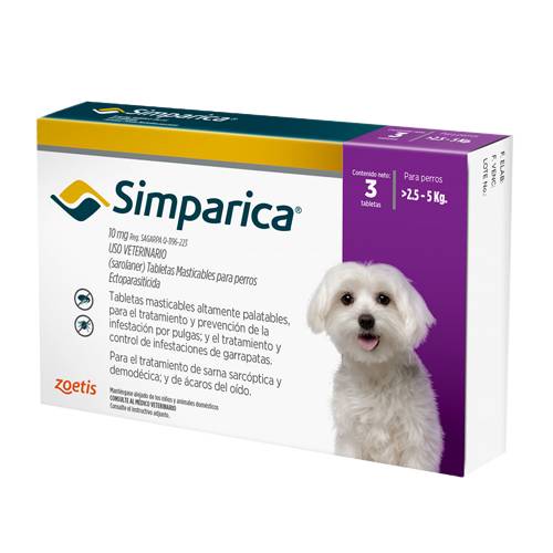 Simparica10 mg, 2.5 a 5 k pastilla