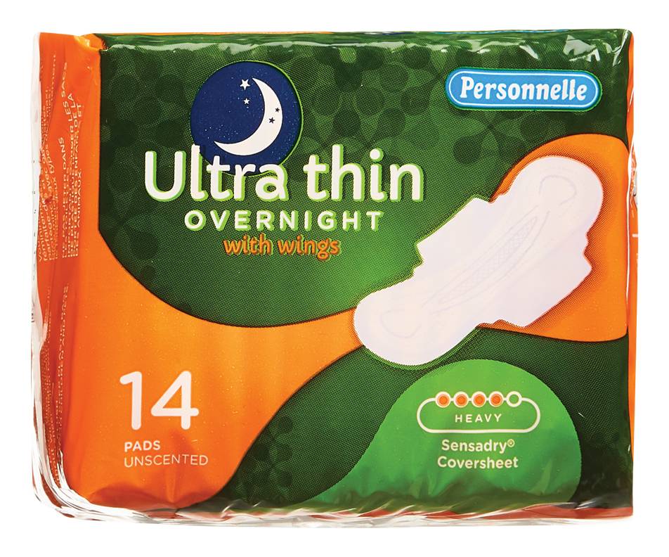 Personnelle serviette hygiéniques ultra minces de nuit avec ailes (14 unités, abondant) - ultra thin overnight pads with wings (14 units)