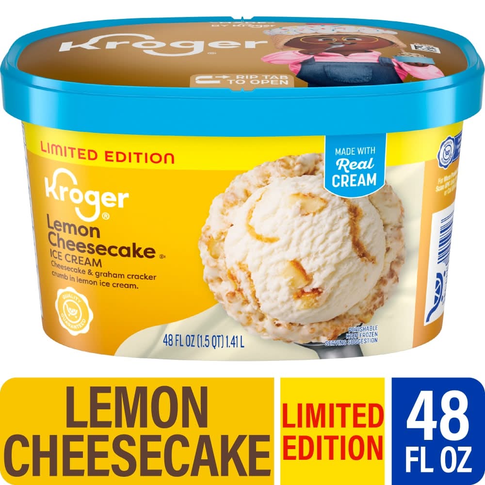 Kroger Creamy & Delicious Flavored Ice Cream, Lemon Cheesecake (48 fl oz)