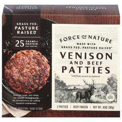 Force of Nature Meats Grass Fed Venison & Beef Patties (10 oz, 2 ct)