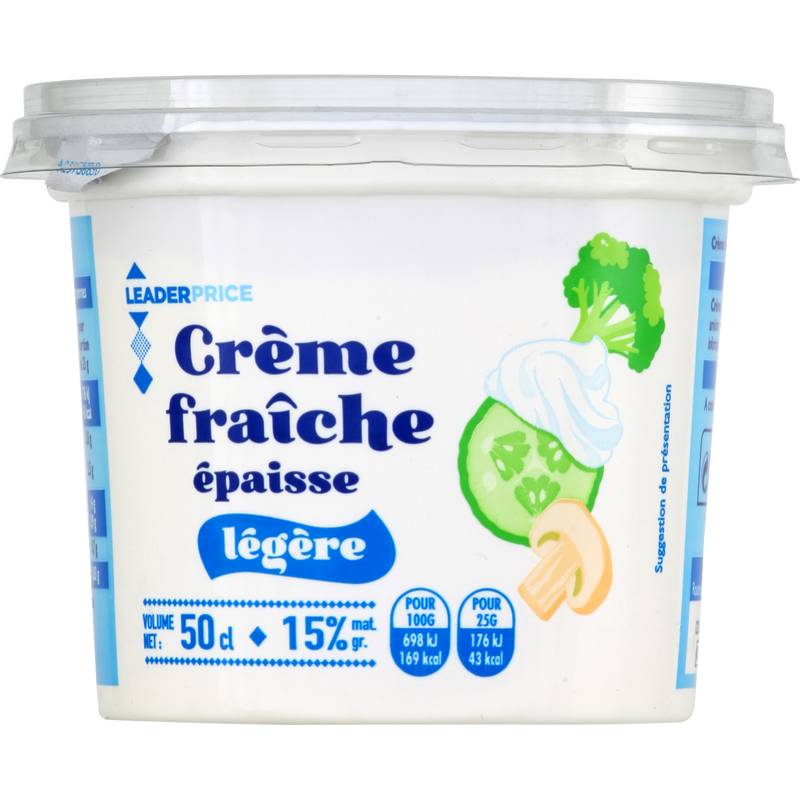 Leader Price - Crème fraîche épaisse légère (500ml)