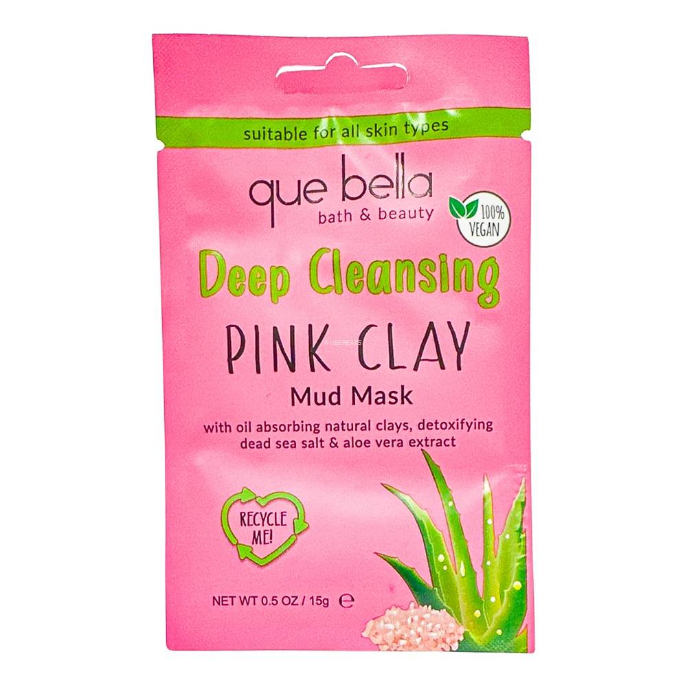 Que Bella Beauty Deep Cleansing Mud Mask, Pink Clay (0.5 oz)