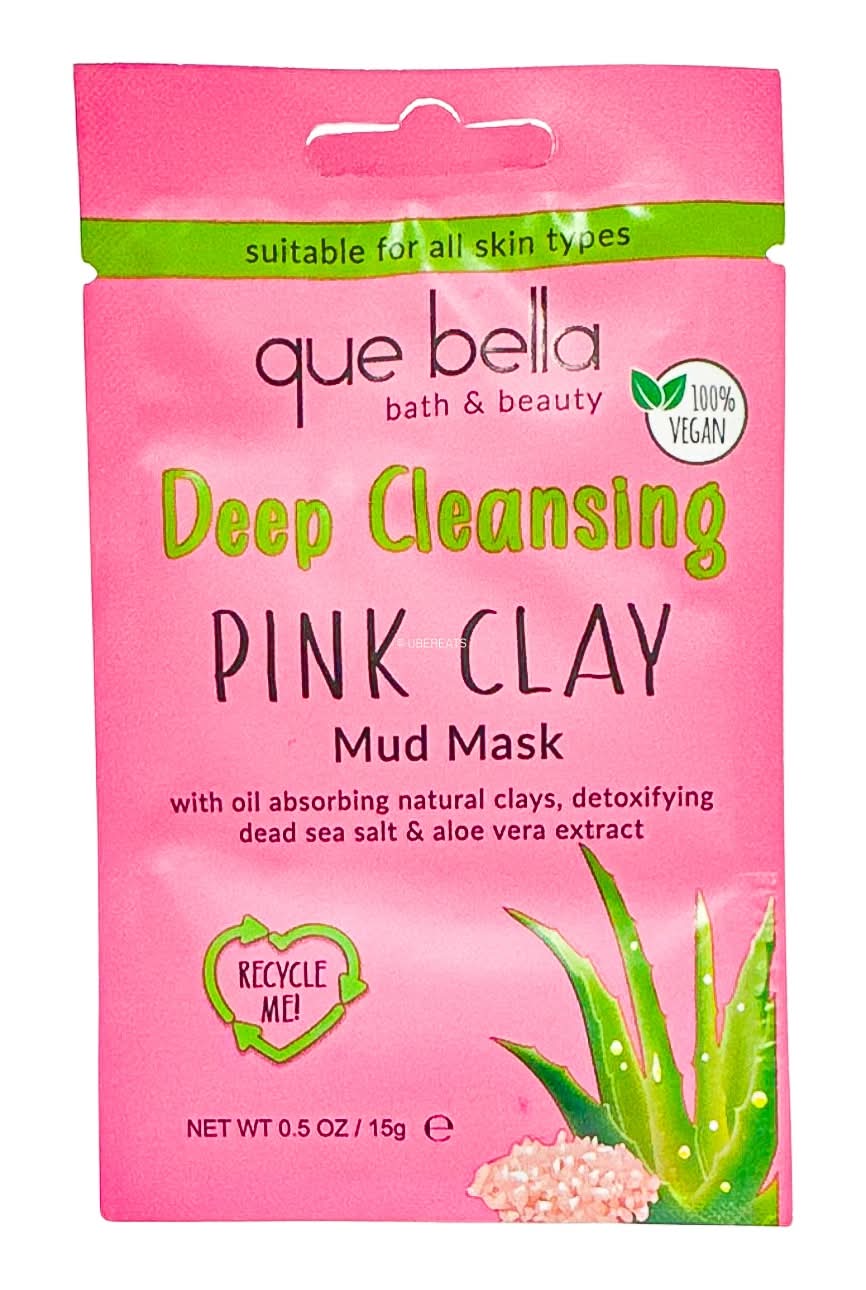 Que Bella Beauty Deep Cleansing Mud Mask, Pink Clay (0.5 oz)