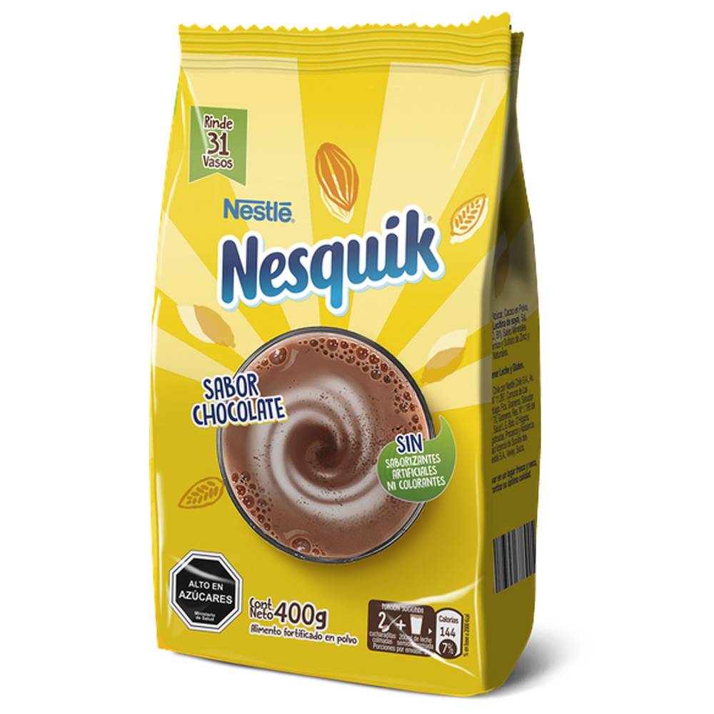 Nestlé saborizante nesquik en polvo sabor chocolate (bolsa 400 g)