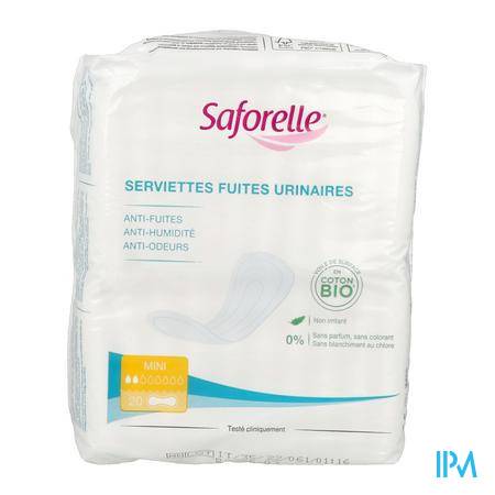Saforelle Serviette Fuite Urinaire En Coton Bio Femme Mini Sachet 20 Hygiène intime - Hygiène