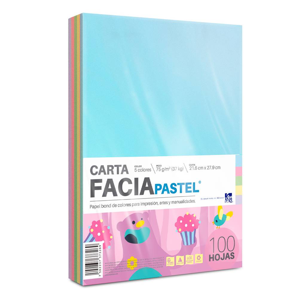 Facia hojas pastel cinco colores (pack 100 piezas)