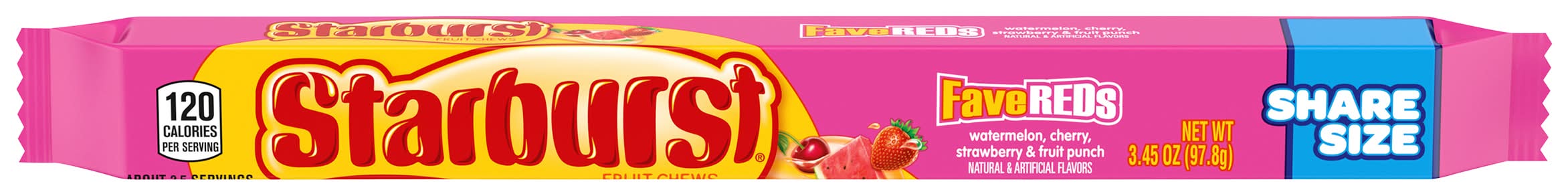 Starburst Favereds Fruit Chews Candy, Watermelon-Cherry-Strawberry-Fruit Punch (3.45 oz)