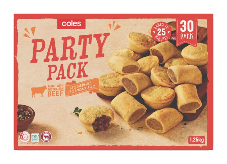 Coles Beef Party Pies (1.25kg, 30 pack)