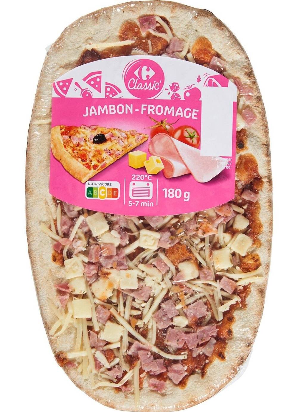 Carrefour Classic' - Pizza, jambon - fromage (180g)