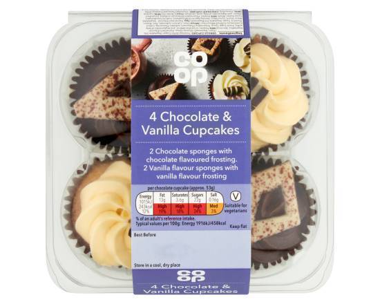 Co-op 4 Chocolate & Vanilla Cupcakes