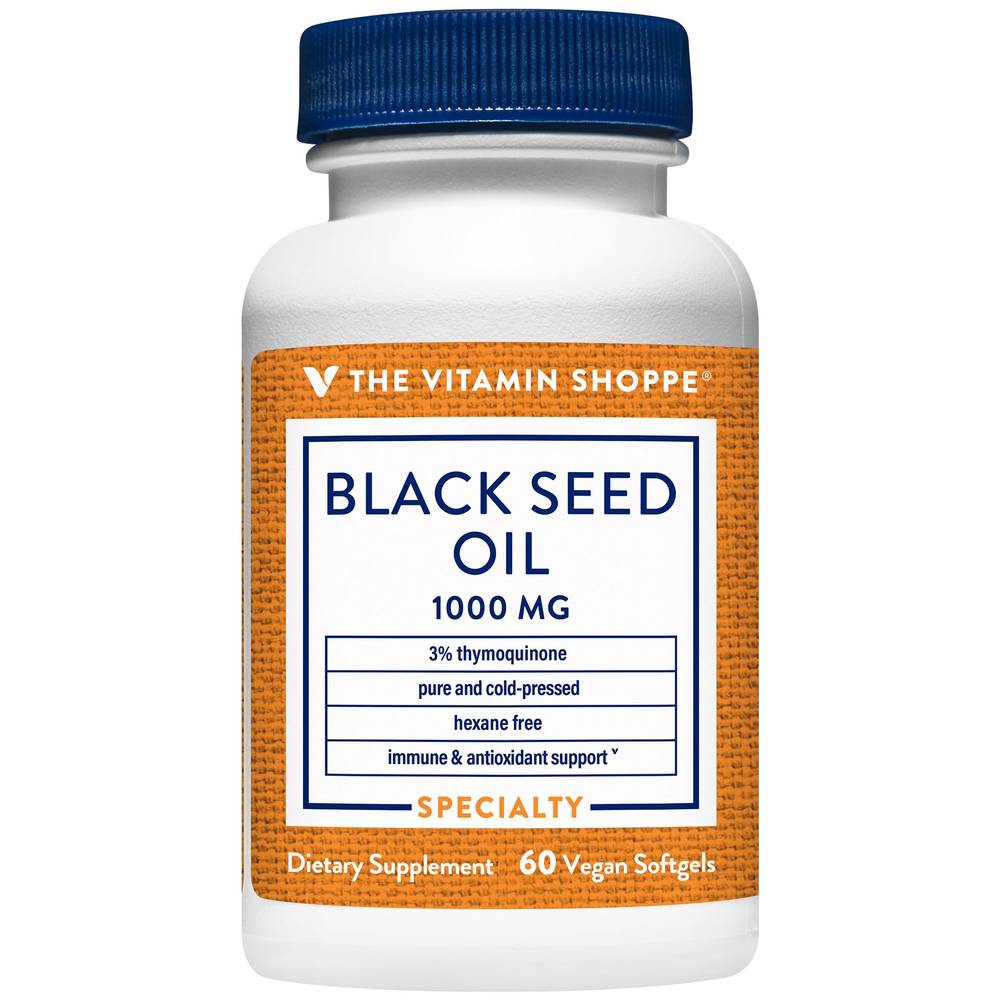 The Vitamin Shoppe Black Seed Oil Pure & Cold-Pressed Vegan Softgels 1000mg