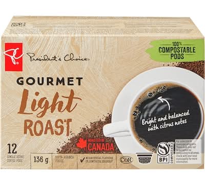 President's Choice Gourmet Light Roast Coffee Pods (136 g)