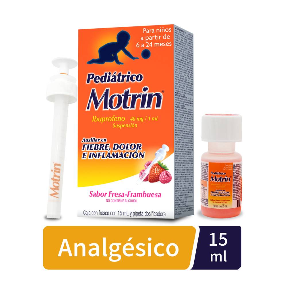 Motrin ibuprofeno pediátrico suspensión 40 mg/1 ml (fresa/frambuesa)